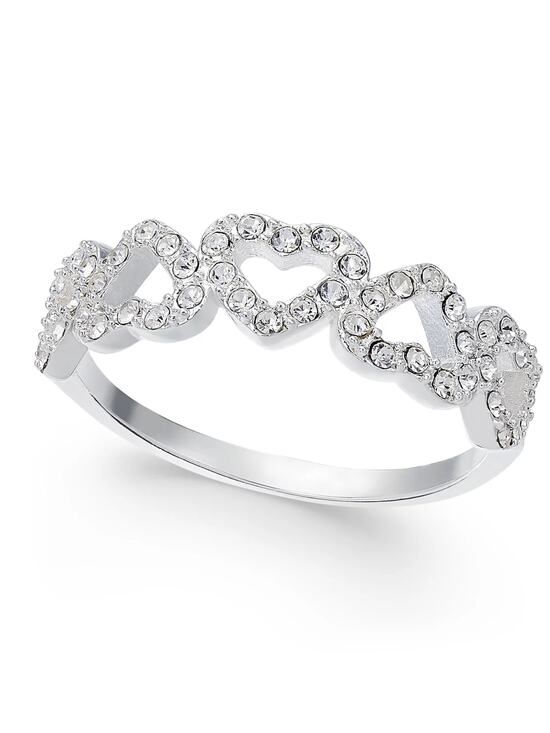 Charter Club Jewelry - Charter Club Fine Silver Plate Pavé Open Heart Ring